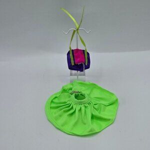 Vintage Barbie Swimsuit Top Purple Pink Green Color Block Mini Accessory